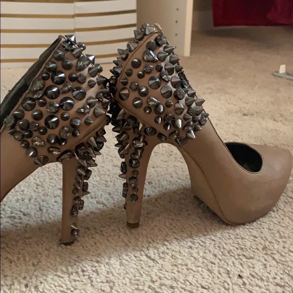 Nude studded diamond  heels